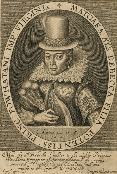 Pocahontas, 1616 von Simon de Passe