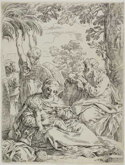 Ruhe auf der Flucht nach Ägypten von Simone Cantarini