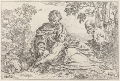 Die Rast auf der Flucht nach Ägypten von Simone Cantarini