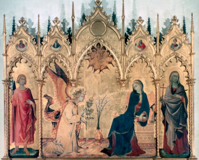 Die Verkündigung und zwei Heilige, 1333 von Simone Martini