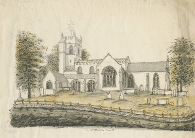 Madeley Church: Aquarellzeichnung, undatiert [1762-1802] von Stebbing Shaw