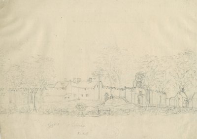 Rushall Castle/Hall: Bleistiftzeichnung, nd [1762-1802] von Stebbing Shaw