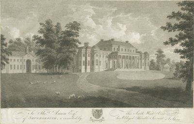 Shugborough Hall: Radierung, undatiert [ca. 1800] von Stebbing Shaw