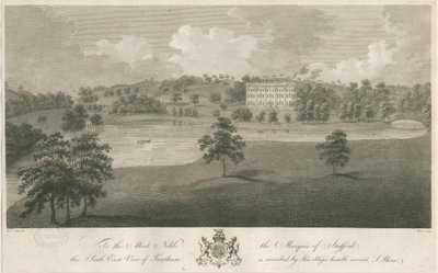 Trentham Hall: Gravur, nd [ca. 1794] von Stebbing Shaw