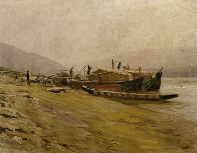 Donauschleppschiffe bei Spitz von Stefan Simony