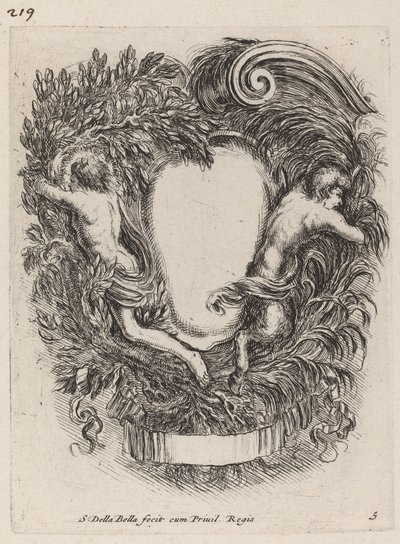 Kartusche mit Apollo und Pan, 1647 von Stefano della Bella