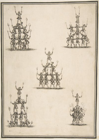 Fünf Gruppen von Akrobaten, 1652 von Stefano della Bella