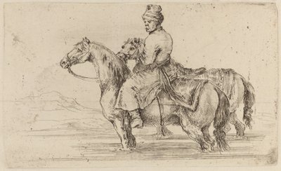 Polnischer Diener mit zwei Pferden von Stefano della Bella