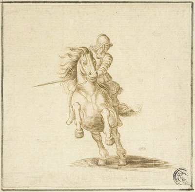 Soldat auf galoppierendem Pferd von Stefano della Bella