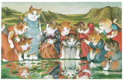 Illustration aus Pre-Raphaelite Cats (veröff. 1999) von Susan Herbert