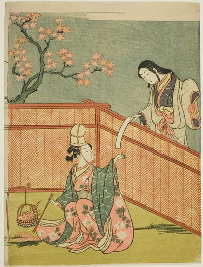 Brennende Herbstahornblätter von Suzuki Harunobu