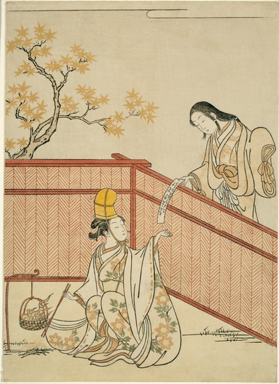 Brennende Herbstahornblätter von Suzuki Harunobu