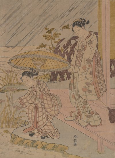 Betrachtung der Iris im Regen, 1764-70 von Suzuki Harunobu