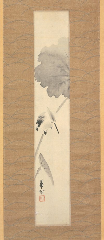 Eisvogel auf einem Lotusstängel von Suzuki Kason