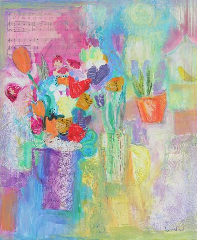 Dieses Frühlingsgefühl 2014, Acrylpapier-Collage von Sylvia Paul