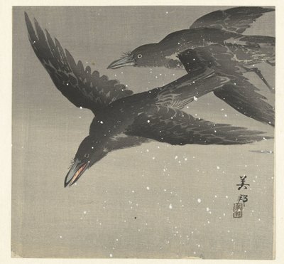 Krähen im Schnee von Takahashi Biho