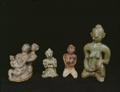 Figuren einer Mutter und eines Kindes (Terrakotta) von Thai School