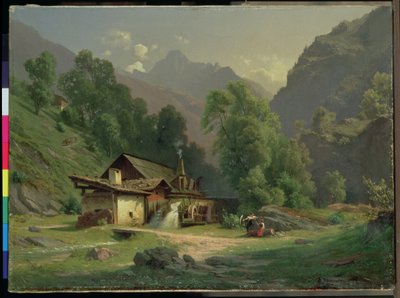 Haus des Schmieds in einem Tal, 1857 von Theodor Blatterbauer