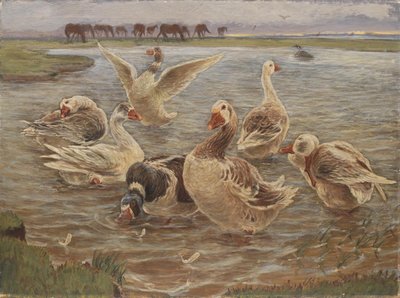 Gänse auf der Insel Saltholm von Theodor Philipsen