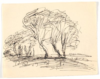 Landschaftsskizze mit großen Bäumen von Theodor Philipsen