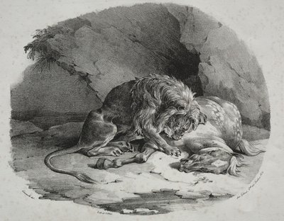Pferd von einem Löwen verschlungen von Theodore Gericault