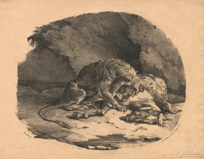 Pferd von einem Löwen verschlungen von Theodore Gericault