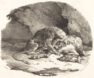 Löwe, der ein Pferd verschlingt von Theodore Gericault
