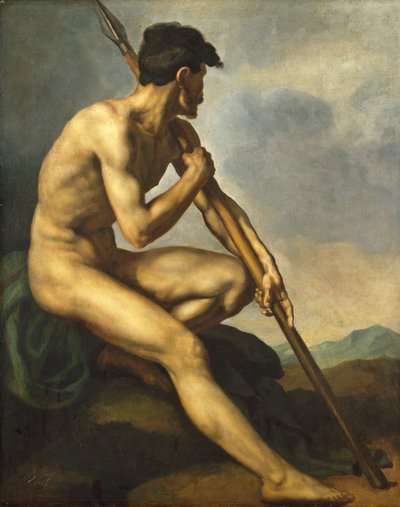 Nackter Krieger mit einem Speer von Theodore Gericault