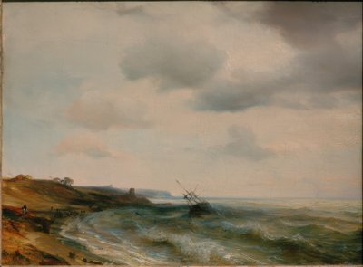 Meeresküste mit gestrandetem Schiff von Theodore Gudin