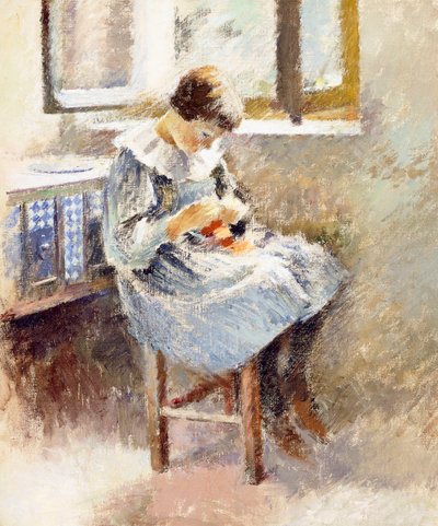Mädchen beim Nähen von Theodore Robinson