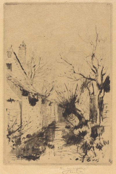 Ein kleiner Bach im Winter, Wiltshire von Theodore Roussel