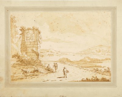Meeresbucht mit Ruine und figürlicher Staffage von Theodorus Wilkens