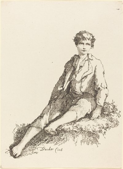 Junger Junge sitzt von Thomas Barker