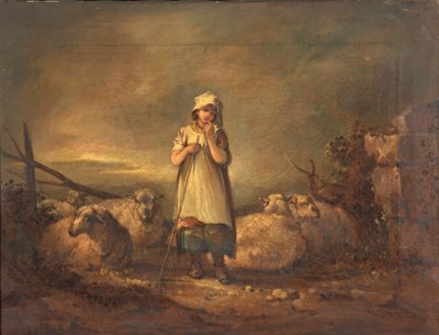Mädchen aus Gloucestershire hütet Schafe von Thomas Barker of Bath