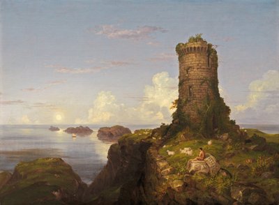 Italienische Küstenszene mit Ruinenturm von Thomas Cole