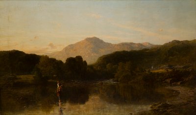 Eine bergige Flusslandschaft, ca. 1838-86 von Thomas Danby