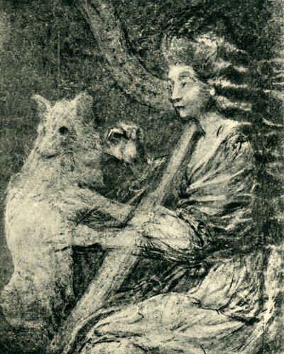 Harfenistin und Hund von Thomas Gainsborough