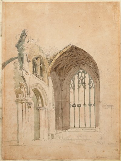 Melrose Abbey: Das Ostfenster, ca. 1770er von Thomas Girtin