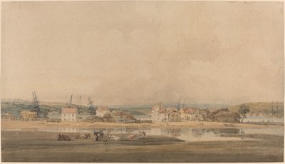 Dorf entlang eines Flussmündungsgebiets in Devon von Thomas Girtin