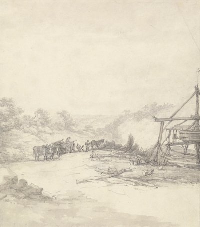Entladen von Grubenstützen in Coalbrookdale von Thomas Hearne