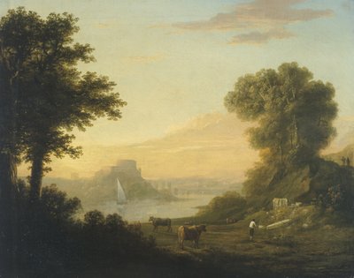 Klassische Landschaft mit einem Fluss von Thomas Jones