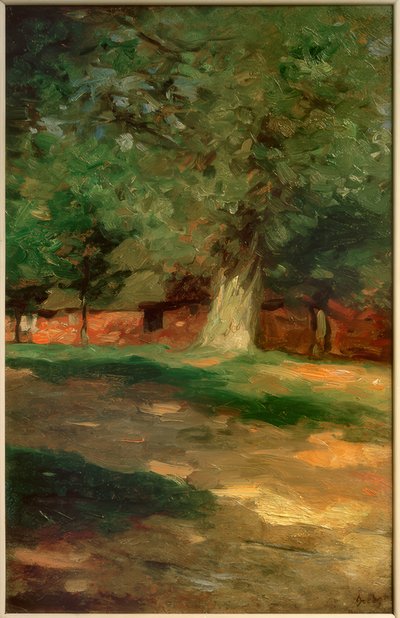 Bauernhaus hinter großem Baum von Thomas Ludwig Herbst