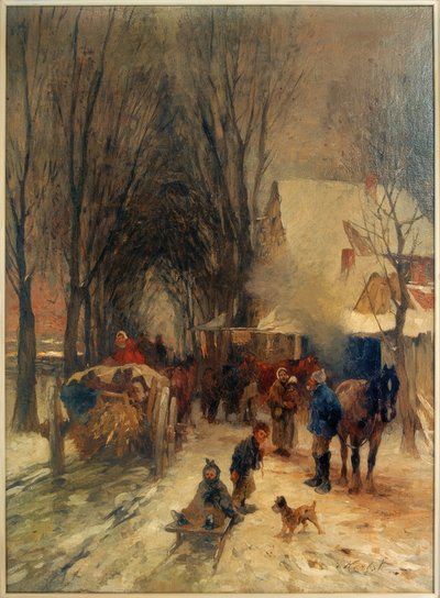 Dorfstraße im Winter von Thomas Ludwig Herbst
