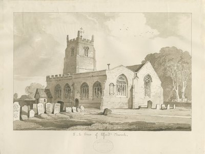 Elford Church: Sepia-Zeichnung, 1837 von Thomas Peploe Wood