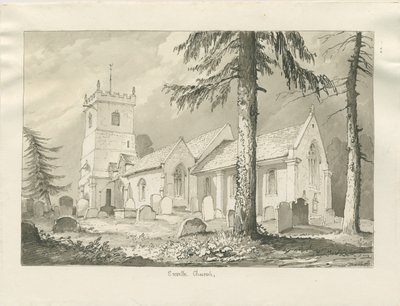 Enville Kirche: Sepiazeichnung, 1837 von Thomas Peploe Wood