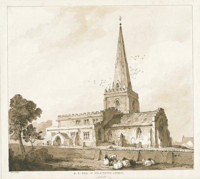 Wolstanton Kirche: Stich, undatiert [?19. Jahrhundert] von Thomas Peploe Wood