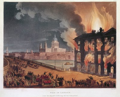 Feuer in London, 1791 von Thomas Rowlandson, Augustus Charles Pugin