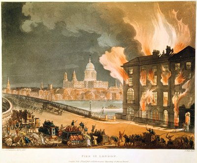 Feuer in London von Thomas Rowlandson, Augustus Charles Pugin