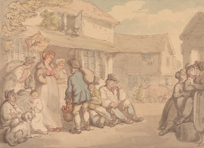 Dorfszene mit ruhenden Bauern von Thomas Rowlandson