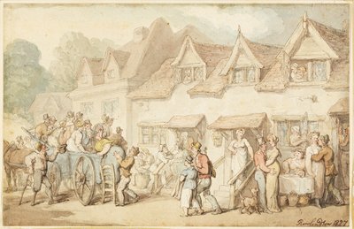 Kutsche wechselt Pferde von Thomas Rowlandson